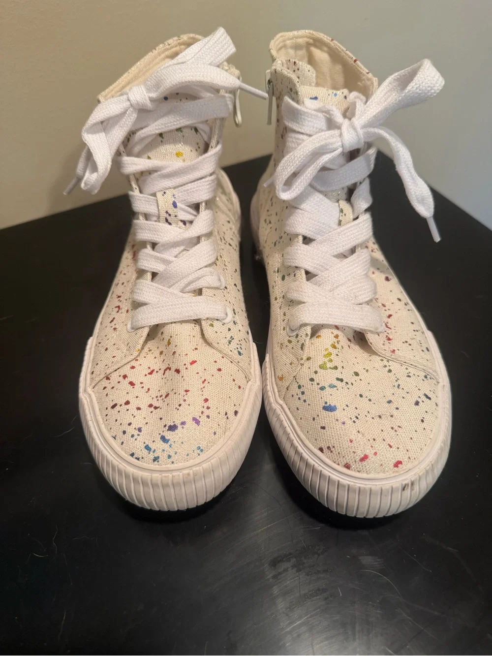 Cat & Jack White High-Top Sneakers with Multicolor Paint Splatters